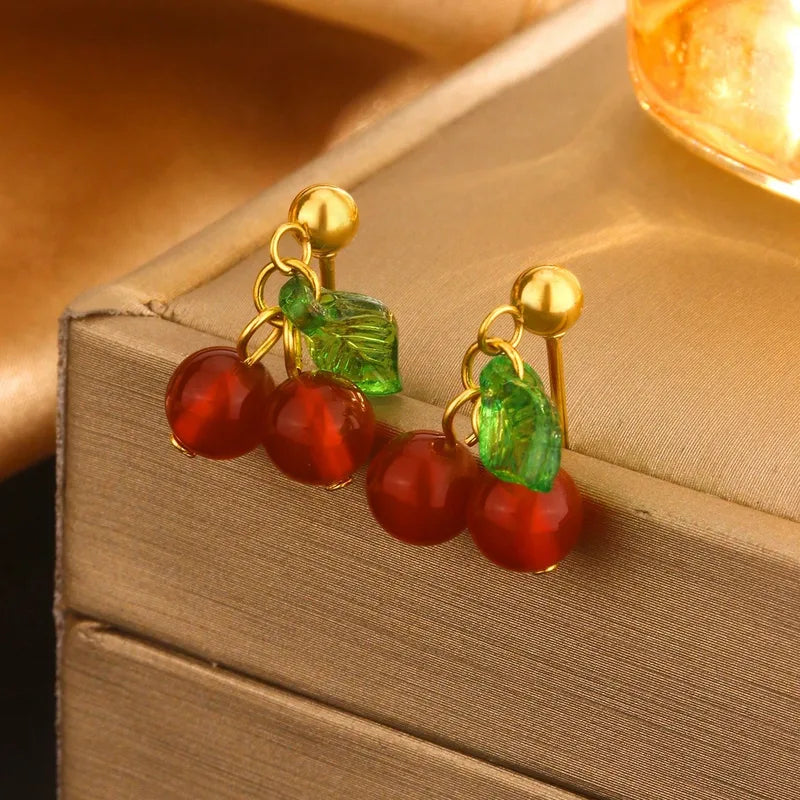 Aretes Cerezas Colgantes