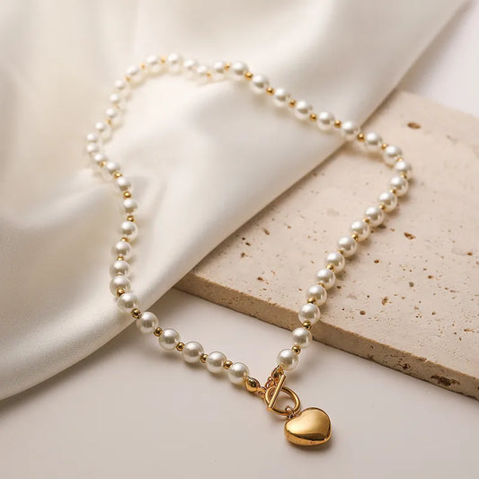 Collar Perlas Corazón
