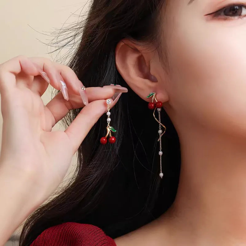 Aretes Cerezas y Perlas