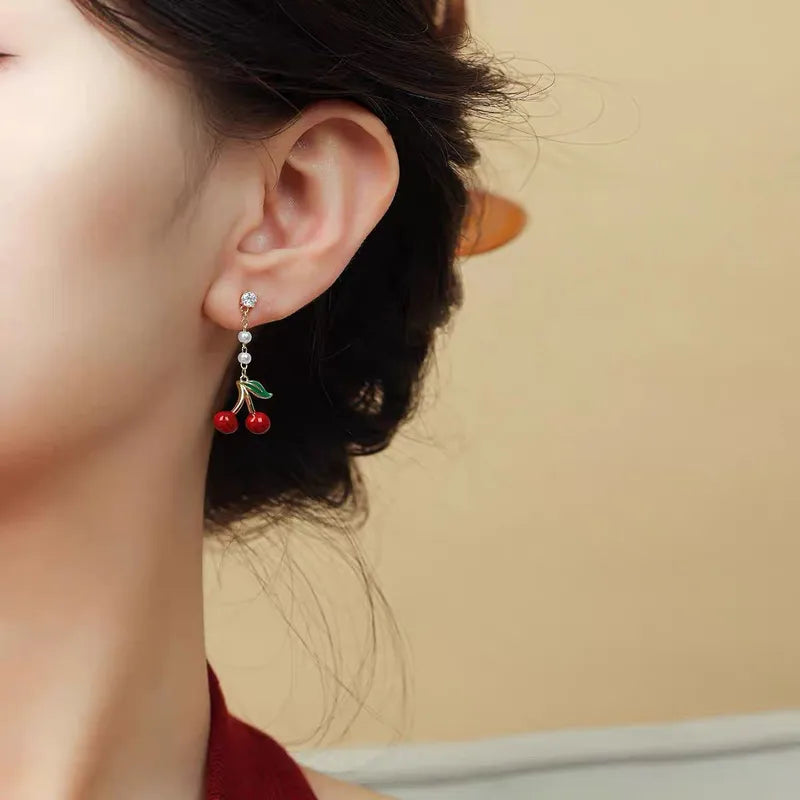 Aretes Cerezas y Perlas