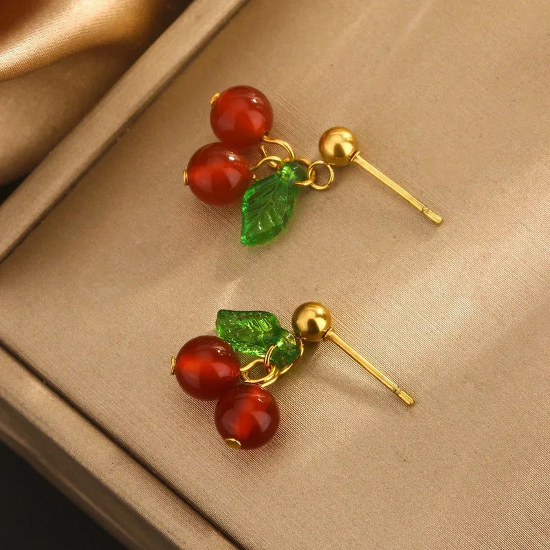 Aretes Cerezas Colgantes