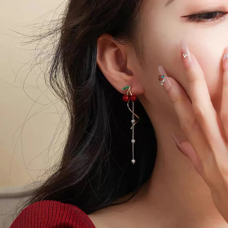 Aretes Cerezas y Perlas